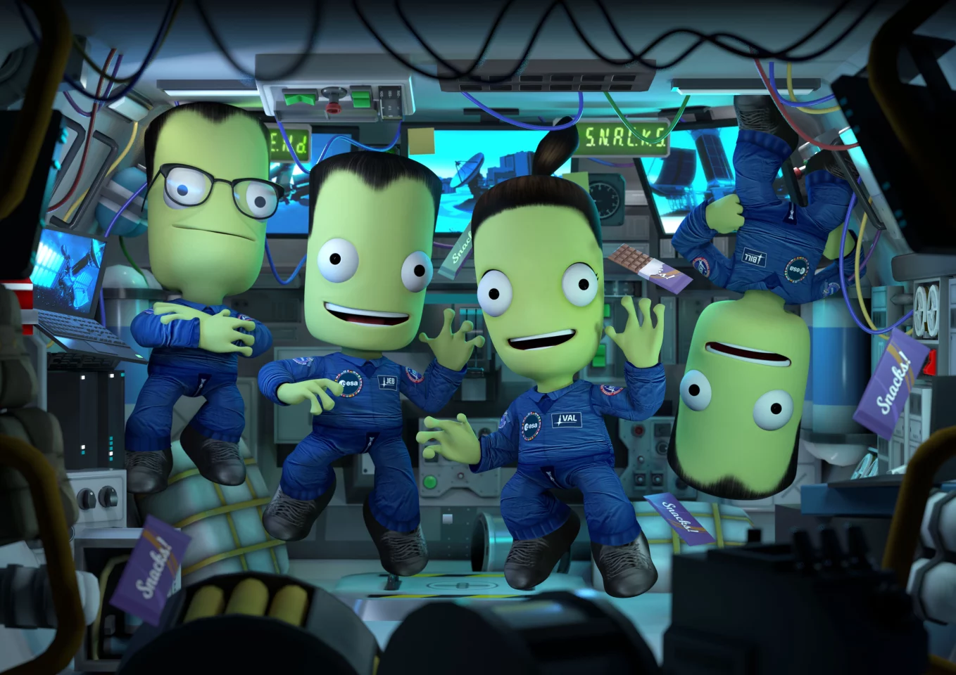 Kerbals sporting ESA flight suits